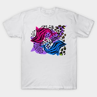 Y2K Aesthetic Pink Blue Zebra Print Dolphin Maximalist Decor Late 90s Early 2000s Fashion Pattern T-Shirt